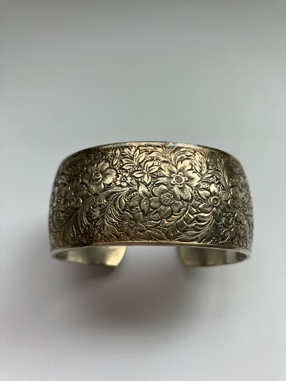 Vintage Scandinavian Danecraft Engraved Sterling Silver Cuff Bracelet